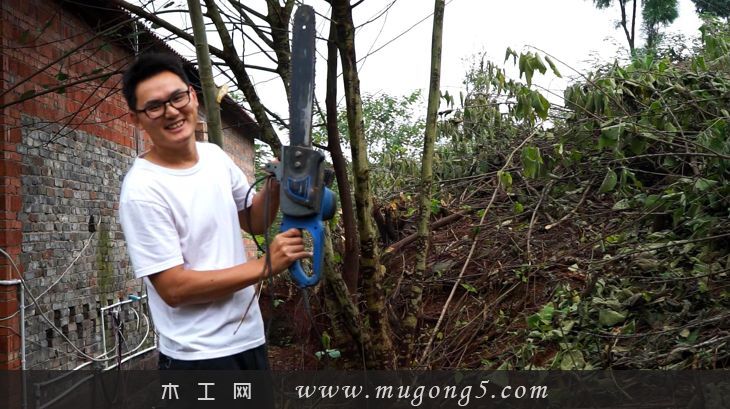 伐木,煞费苦心,搬出,小伙,搭建,农村,工具,木工